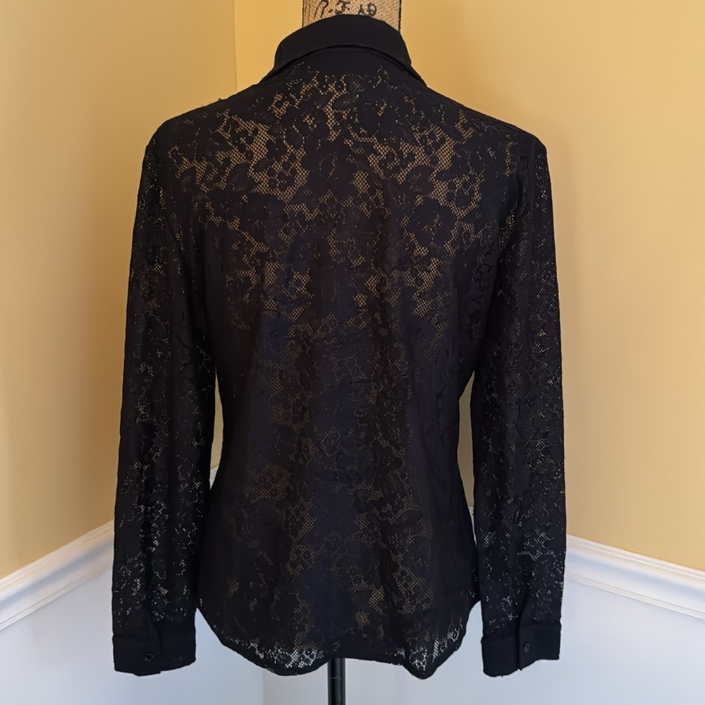 New York & Company navy lace blouse - Picture 3 of 4